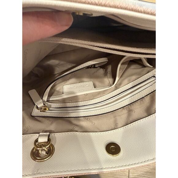 Calvin Klein | Bags | Nwt Calvin Klein Pink Handbag With  Calvin Klein Colorblock Chain Accent Tote Bag Gold Hardware Beige Pink Brown